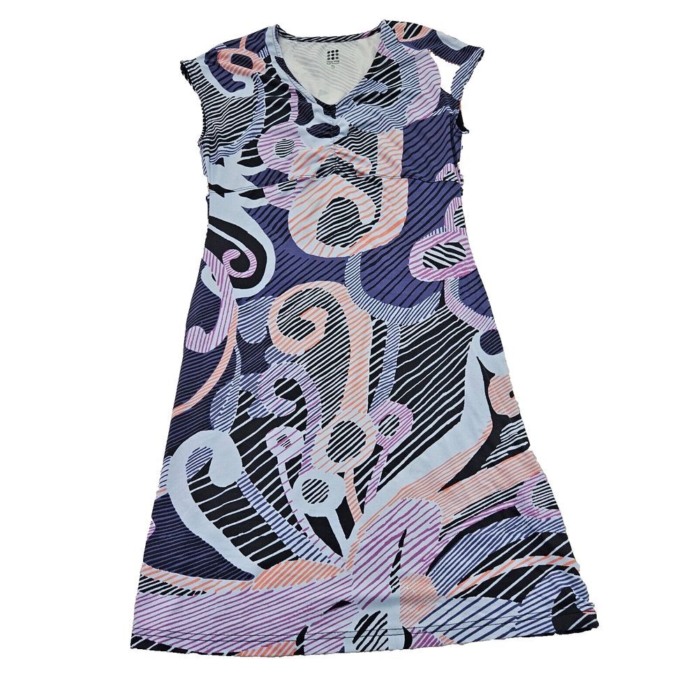 Title Nine‎ Women's Diamalete Geometric Multicolor Cap Sleeve Mini Dress Sz S